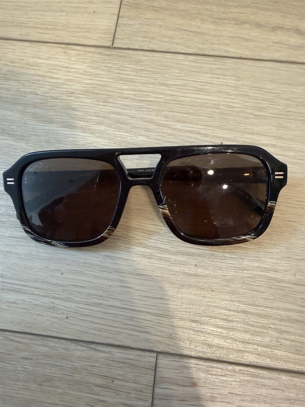 WMP Sydney 1099 BLKBRW Black Polarized Aviator Sunglasses 54-20-144
